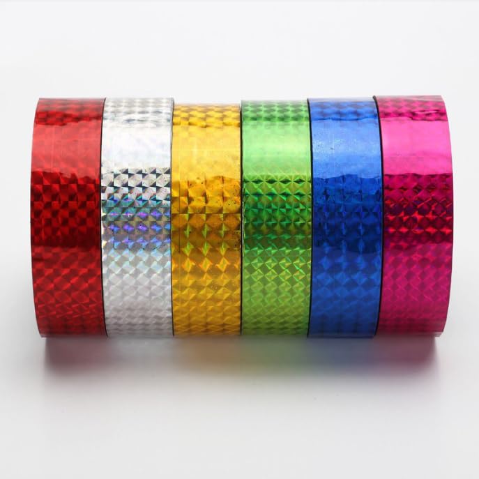 Self-Adhesive Holographic Reflective Tape Prism Tape Holographic Reflective Tape for Keep Birds Away, Craft Projects, DIY Art, Home, Daily Use (Gold, 1 Inch x 55 Yard) Gold