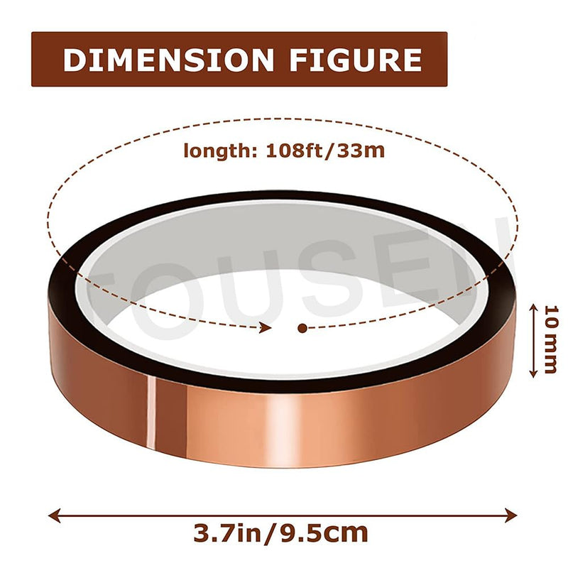 High Temperature Tape Insulation Heat Tape for Heat Press Heat Transfer Tape with Silicone Adhesive for Masking, Soldering, SMT, Electronics & Cable Wrapping 10mm × 115FT ×1ROLL 10mm × 115FT × 1ROLL