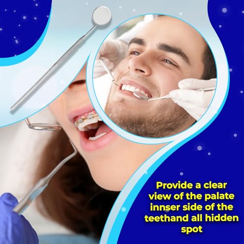 SS INSTRUMENTX Dental Mirror with Handle Dental Stainless Steel Dentist Tools for Teeth Cleaning Inspection Oral Hygiene Mouth Mirror for Daily Use CE