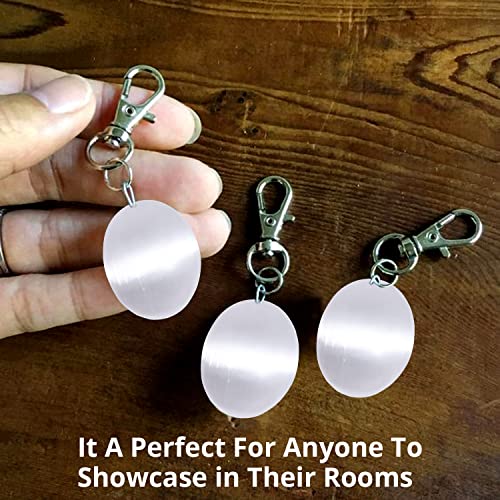 Selenite Palm Stone, Healing & Calming Effects - High Energy Selenite Worry Stone, Used for Cleansing and Protection – 3 Pack Selenite Palm Stone Palm-sized