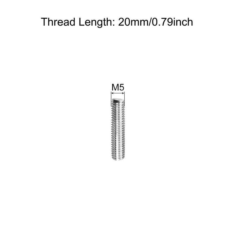 MECCANIXITY Fully Threaded Rod M5 x 20mm 0.8mm Thread Pitch 304 Stainless Steel Right Hand Threaded Rods Bar Studs 15 Pack