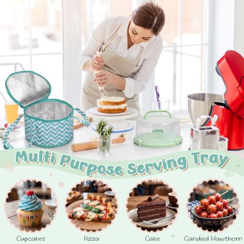 Ferrochef 10-inch cupcake carrier with lid and handle, portable insulated bag for transporting cakes and cupcakes safely.
