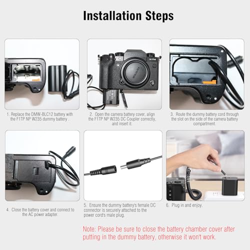 NP-W235 Dummy Battery with USB-C Cable Continuous Power Supply for Fujifilm GFX100 II GFX100S GFX50S II X-H2S X-H2 X-T5 X-T4 X-S20 Camera (NP-W235) NP-W235