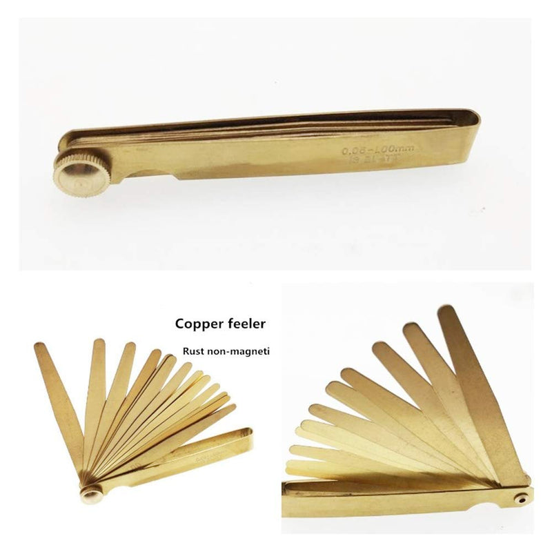 Brass feeler, plug gauge, high-precision clearance gauge, thickness gauge, non-magnetic copper feeler, single piece set, 0.03-1.0mm(100 * 13) Brass