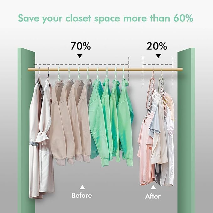 9 Holes Clothes Hanger, Wardrobe Storage Organiser, Heavy Duty Anti Skid Plastic with 360º Swivel Hook, Essential Closet Space Saver (Pack of one) (Any rendom Color)