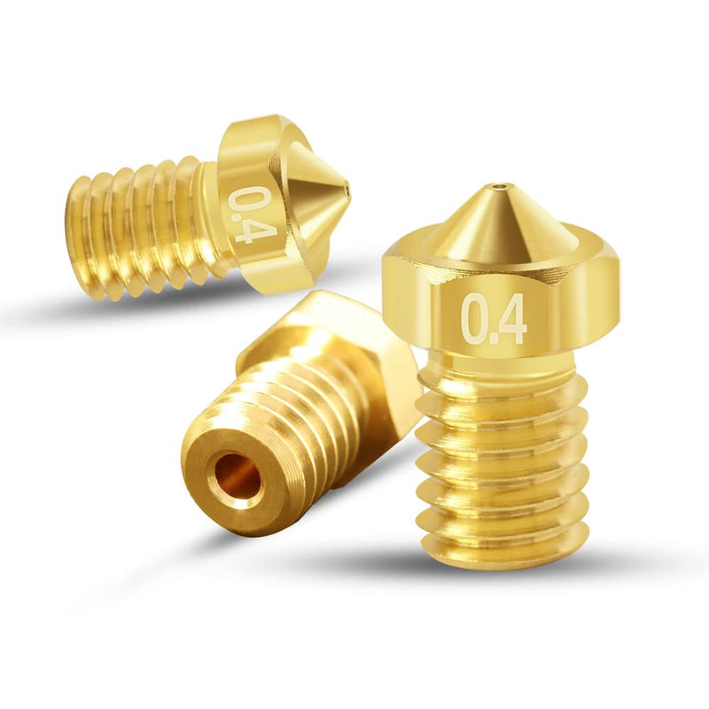 [Australia - AusPower] - 20Pcs 3D Printer V6 Nozzles 0.4mm M6 Brass Nozzle Extruder Print Head Compatible for E3D V5 V6 1.75mm Filament 3D Printer I3 Mega Prusa I3 MK3/MK3S, and Nozzle Cleaning Needles 0.4mm, 