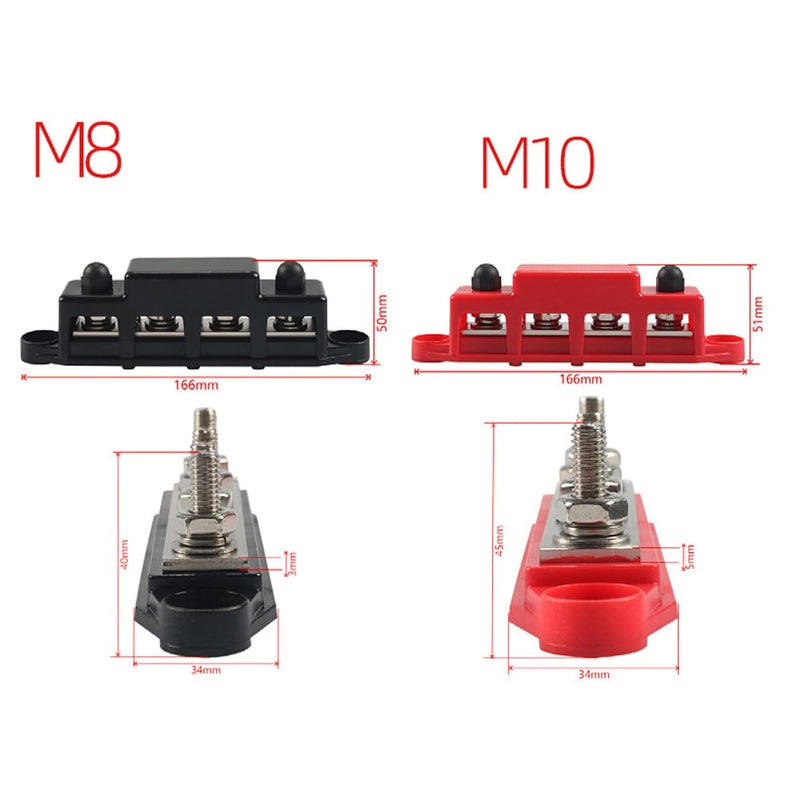 2pcs 4 Way Wiring Series RV Modification Accessories 300A Bolt Busbar Power Distribution Block for Car Solar Wiring