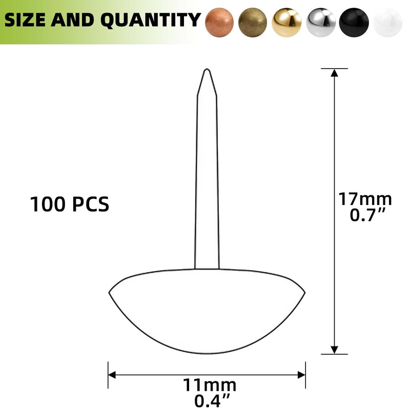 [Australia - AusPower] - 7/16 inch Diameter Upholstery Tacks, Nailhead Decorative Trim for Furniture, White, 100 PCS 