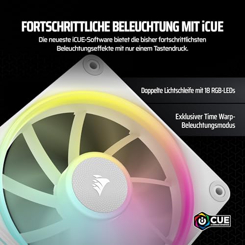 CORSAIR iCUE LINK LX140 RGB 140mm PWM Fan Single Pack - Dual Light Loops - Requires iCUE LINK System Hub (Available Separately) - CORSAIR AirGuide Technology - White 1 x 140mm