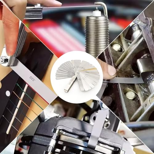 32 Blades Feeler Gauge 0.04-0.88mm Stainless Steel Feeler Gauge Valve Game | 0.04-0.88mm (0.0015-0.035"), Imperial and Metric Feeler Gauge Tool for Measuring Gap Guitars, Spark Plugs