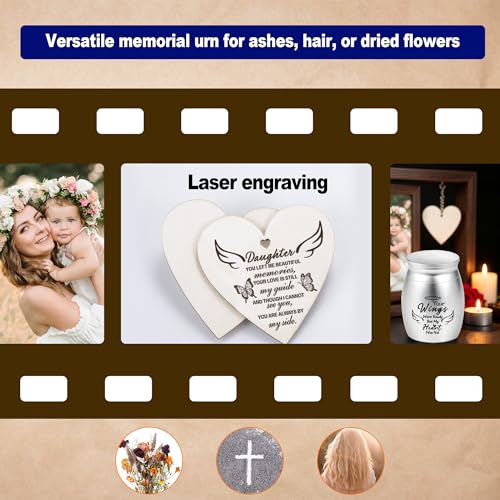 Rotating Wooden Memorial Picture Frame with Urn, 4x6 Photos, Daughter