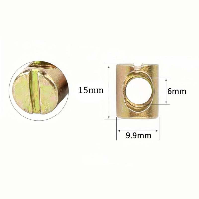 [Australia - AusPower] - M6 x 15mm Slotted Barrel Nuts Cross Dowel Slotted Nuts, 25Pcs M6 x 15mm 