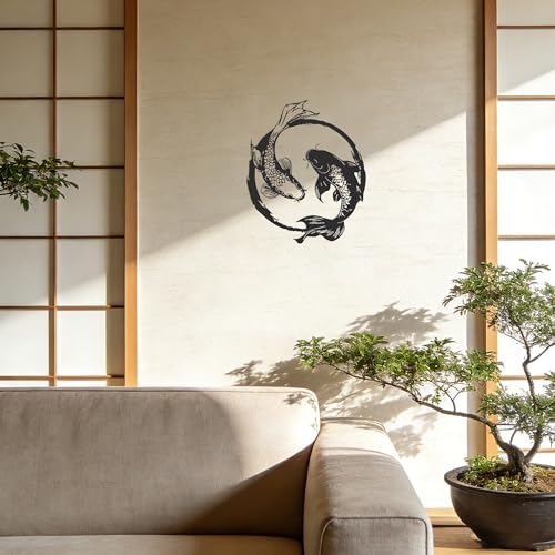 YATEASLU Yin Yang Koi Wall Decor, Zen Fish Art
