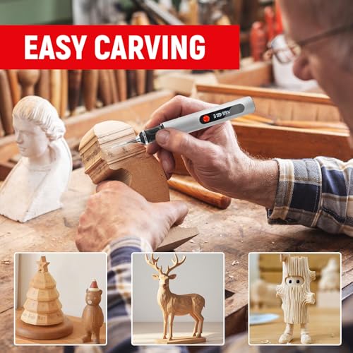 Engraving Pen, Rechargeable Engraving Tool Kit, Wireless Electric Engraving Pen with 30 Bits and 5 Engraving Template, Mini Rotary Tool for Jewellery, Metal, Glass and Plastic