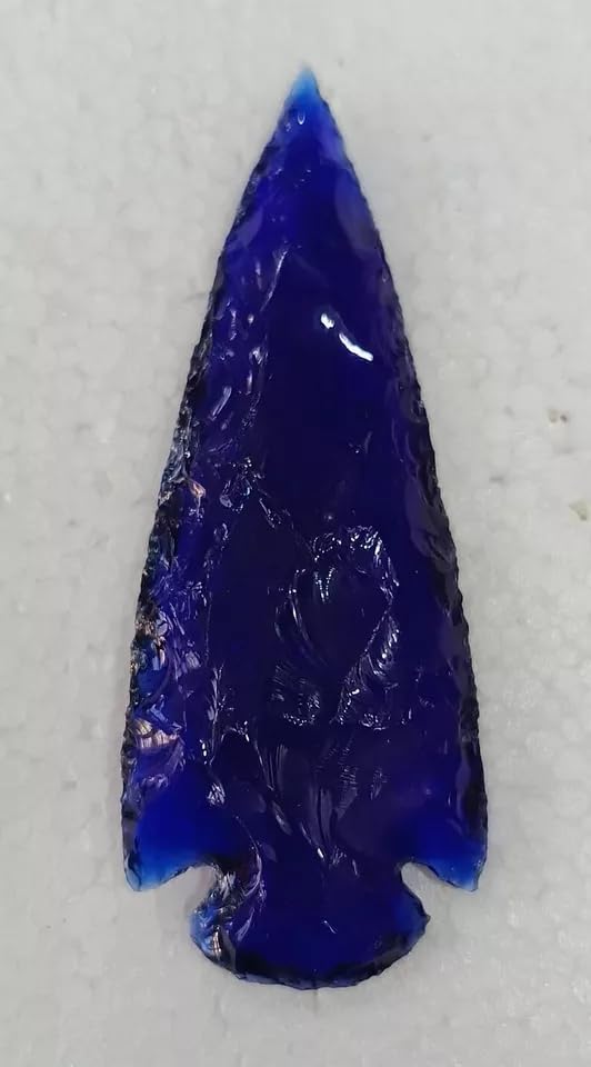 Blue Obsidian Spearhead Arrowhead Crystal for Healing and Jewelry Making Gemston (3 Inch) 3 Inch