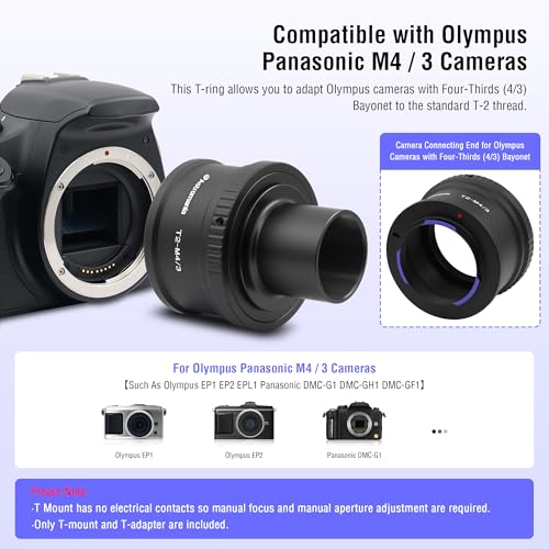 Astromania T T2 Mount Ring and T Adapter for Olympus Panasonic M4/3 Cameras Ring Set for Olympus M4/3