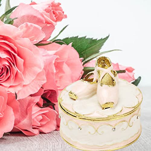 Pssopp Jeweled Ballet Shoes Trinket Boxes,Trinket Box Hinged Hinged Enameled Decorative Dance Jewelry Ornament Ring Holder Box Figurine for Gift