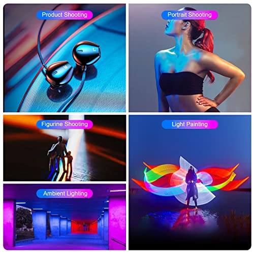 LUXCEO RGB LED Video Light Wand, Handheld Photography Light Stick with Remote Control, Dimmable 2500K-6500K CRI97+ Full-Color LED Light with 2500mAh Built-in Battery, 12 Light Scenes
