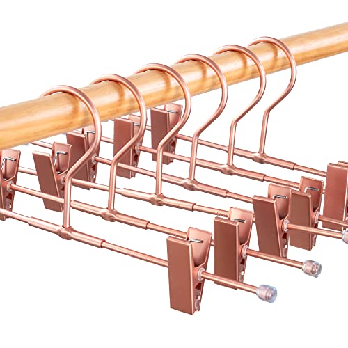 Pants Hangers 11.8" Space Saving Rose Gold Clothes Skirts Hanger 20 Pack Adjustable Clips for Jeans Trousers Display Closet Storage Scarves Slack Garment Multifunctional Rack