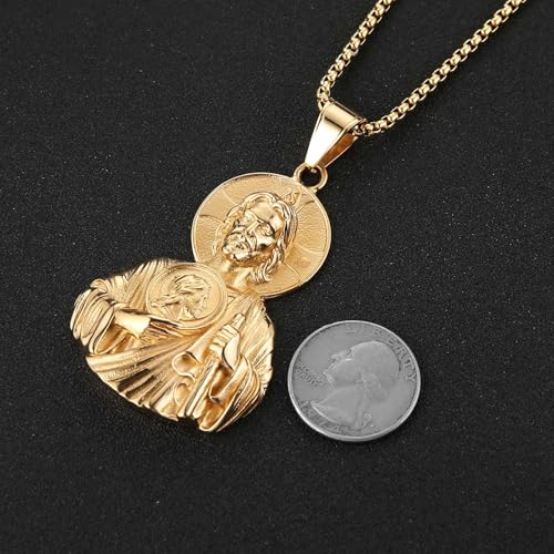 AsAlways Saint Jude Necklace for Men, with 22"+2" Rolo Chain Saint Jude-1