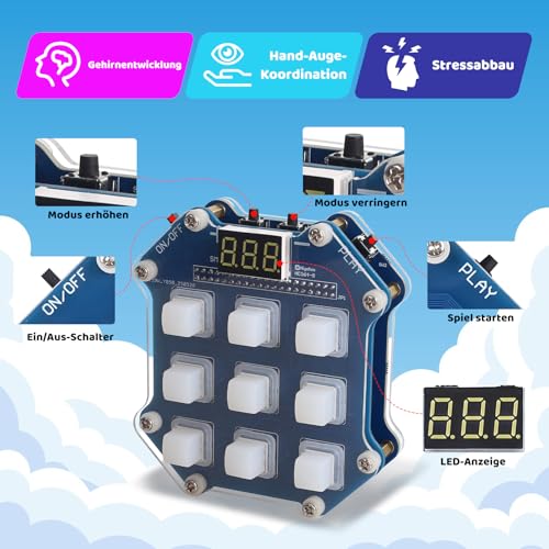 3-in-1 Electronic Game Soldering Kit for Teenagers Adults | Memory, reaction & speed modes, LED soldering kits, mint soldering set kit, interactive game