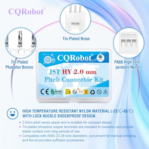 CQRobot JST HY 2.0mm Grid 3-Pin Electrical Connector Adapter | Connector strip socket housing crimp contacts PCB cable board adapter cable assembly 50 sets/250 pieces 3P