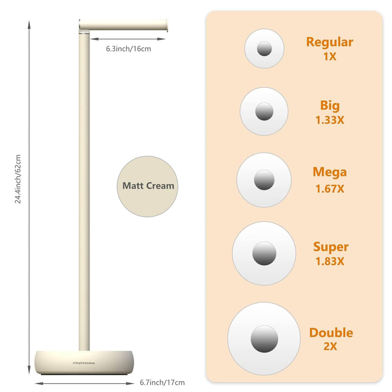 Toilet Paper Holder Stand with 5 Roll Storage Weighted Base (Matt Cream) | freestanding tp holder | silicone non-slip base | large storage capacity | tidy organized bathroom | 2mm thickened steel Matt Cream