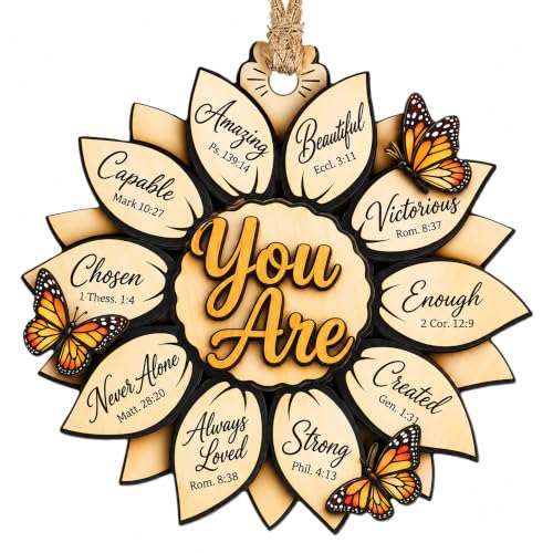 Religious Sunflower Christmas Ornament 2026, Christian Bible Verse Gift for Women, God Says You are, Faith Gifts,Sunflower Gifts for Women.Bible Verse Jesus Inspirational Faith Ornament Youare1