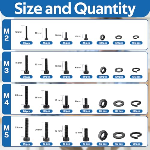 VAKADAKA 1760-piece M2-M5 hex socket screw assortment kit with nuts and washers