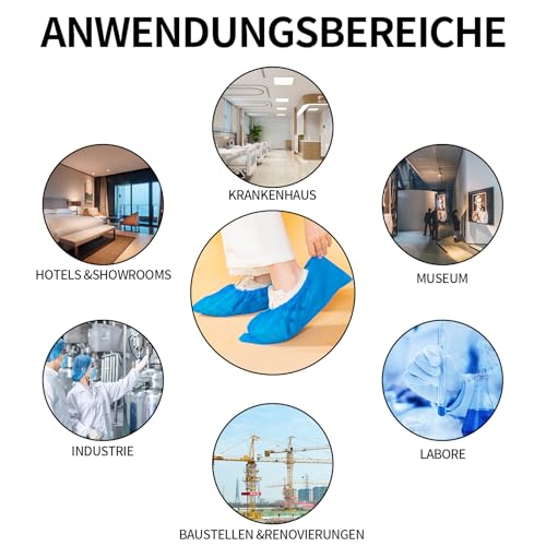 60 Disposable Shoe Covers, Waterproof, Non-Slip Shoe Covers, Extendable, Up to XL Code, Multipurpose Shoe Cover for Family, Clinic, Laboratory, Overshoes, Size One Size