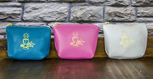 Venerare Colorful Rosary Pouch in Italian Leather (White) White