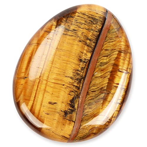Artistone 1.5" Tiger Eye Crystal Thumb Worry Stone Pocket Palm Stone Healing Crystal for Stress, Meditation Reiki, Calming Stone Gifts Yellow Tiger Eye