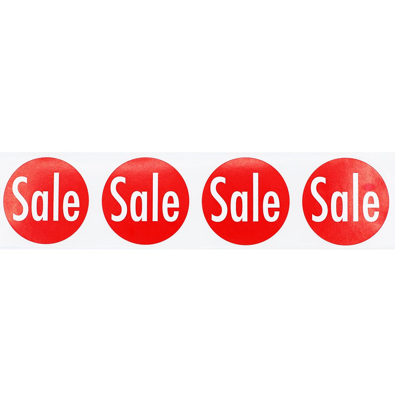 Red with White Sale Stickers for Retail Promotions 1.5 Inch Round Circle Labels for Clearance Discount Inventory and Price Markdowns 500 Total Adhesive Stickers on a Roll