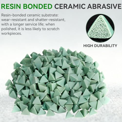 Ceramic Filler for Drum Polishing, Abrasive for Stone Grinding Machines, Ceramic Abrasive Bodies, Triangle Ceramic Media for Stone Drums, 4 mm, 460 G Ceramic Grain Tumbling Ceramic Filler Media