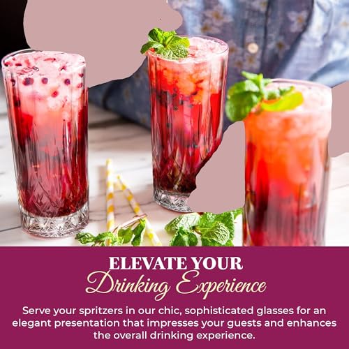 Barski Highball Glass - Drinking Glasses - Set of 2 - Hiball Tumblers - Glass Crystal Tumbler - for Water, Juice, Beer, Mixed Cocktails, Mojito Glass, Tom Collins Bar Glassware, 13 oz, Made in Europe Set of 2 Highball 13 oz.