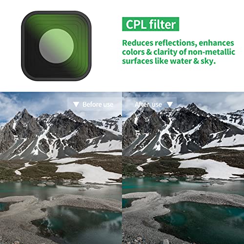ND Filter Set for GoPro Hero 13/12/11/10/9 Accessories 6-Pack-ND1000/ND64/ND32/ND16/ND8/CPL- Gopro Lens Kit- Neutral Density Polarizer Filter Kit, Gopro Waterproof Travel Case Aluminum