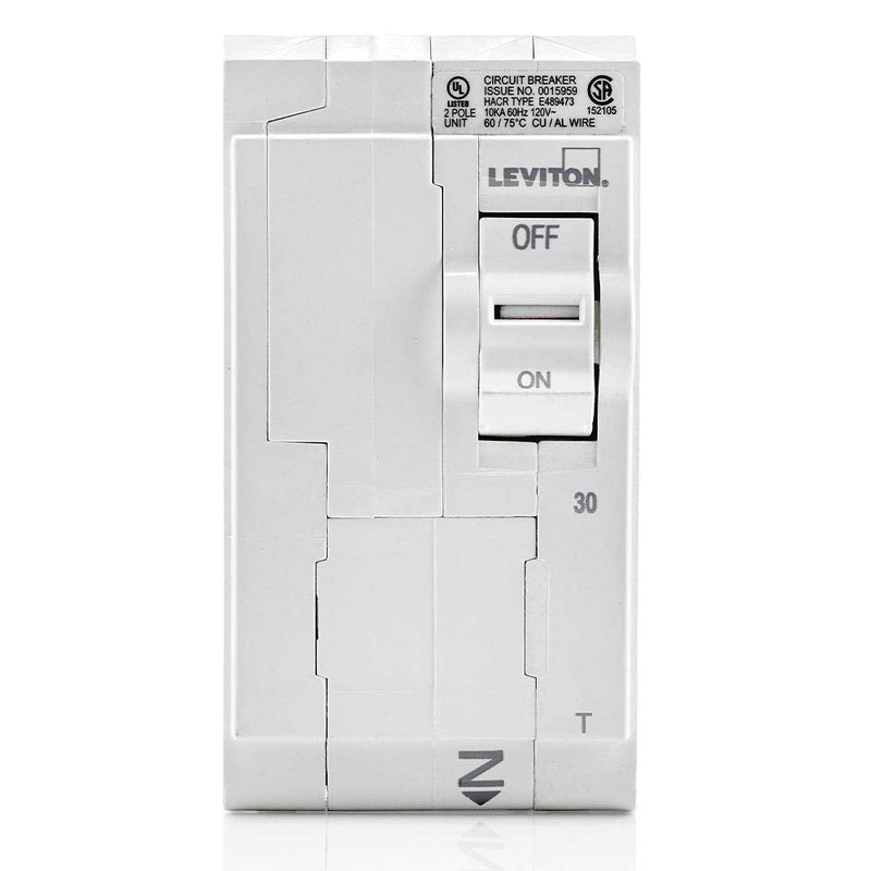 [Australia - AusPower] - Leviton LB230-T 30A 2-Pole Plug-On Standard Branch Circuit Breaker, Thermal Magnetic, 120/240 VAC, White 