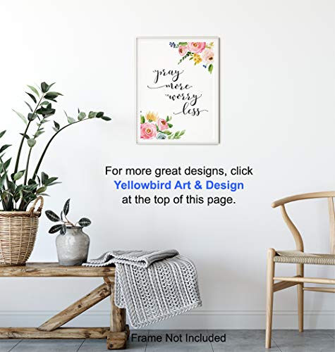 Pray More Worry Less Devotional Wall Decor - Christian Religious Gifts for Women - Inspirational Church Decorations - God Wall Decor - Bible Verse Art - Prayer Picture - Scripture Art