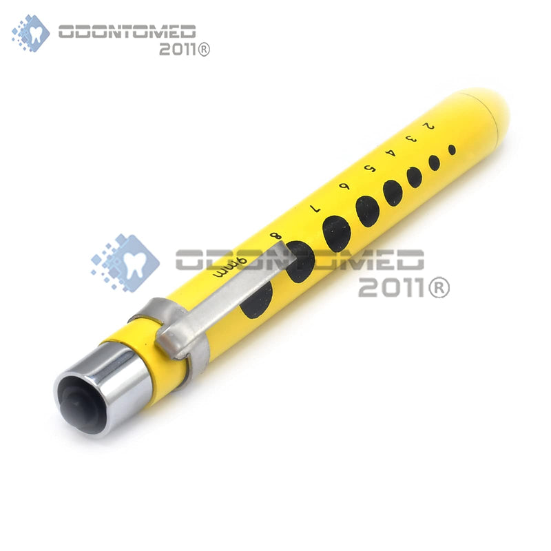 [Australia - AusPower] - OdontoMed2011 Medical Pen Lights for Nurses Doctors, Reusable LED Medical Penlight Flashlight with Pupil Gauge, White Light, Yellow Color Penlight 