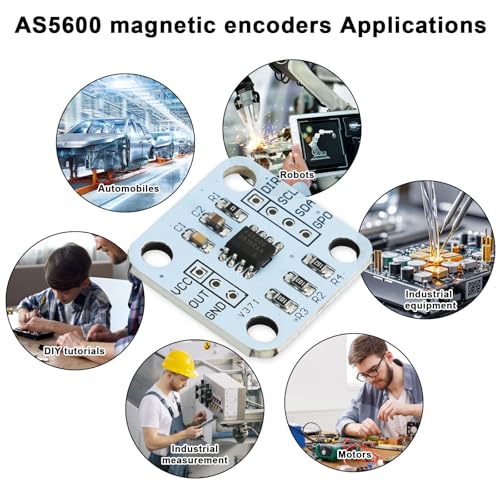 2 PCS 12bit High Precision AS5600 Magnetic Encoder, Magnetic Induction Angle Sensor Module, Comes with a Magnet for Angle Measurement, Induction, 12 Bit, High Precision
