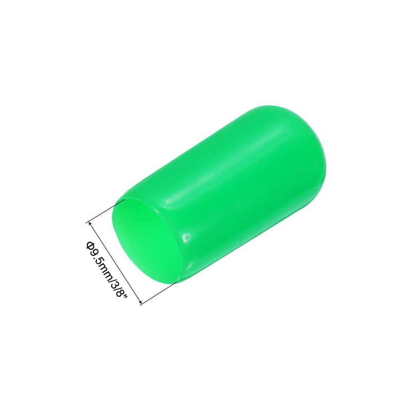 [Australia - AusPower] - uxcell 20pcs Rubber End Caps 9.5mm(3/8") ID Vinyl PVC Round Tube Bolt Cap Cover Screw Thread Protectors Green 