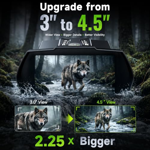 Rappet Night Vision Goggles, 4K Night Vision Binoculars for Adults (4.5" HD Screen/5000mAh Battery/4K UHD VIDEO/2952FT Range/32GB TF Card/18X Digital Zoom/Flashlight) for Hunting, Camping, Black