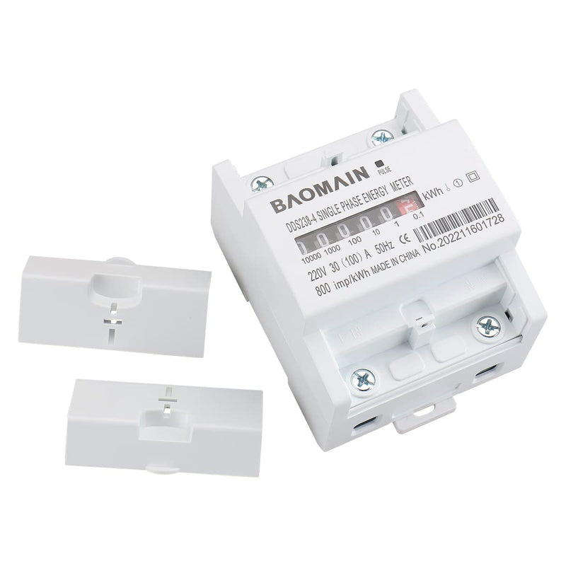 Baomain DDS238-4 DIN Rail Single Phase Kilowatt Hour kwh Meter 220V 30A (100A) Wheel Counter Electricity Meter for AC Systems