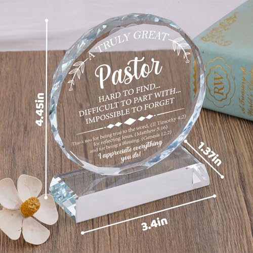 Pastor Appreciation Gifts Exquisite Crystal Plaque with Gift Box Packaging, Thank You Gifts for Pastor, Christmas/Retirement/Birthday Pastor Gifts