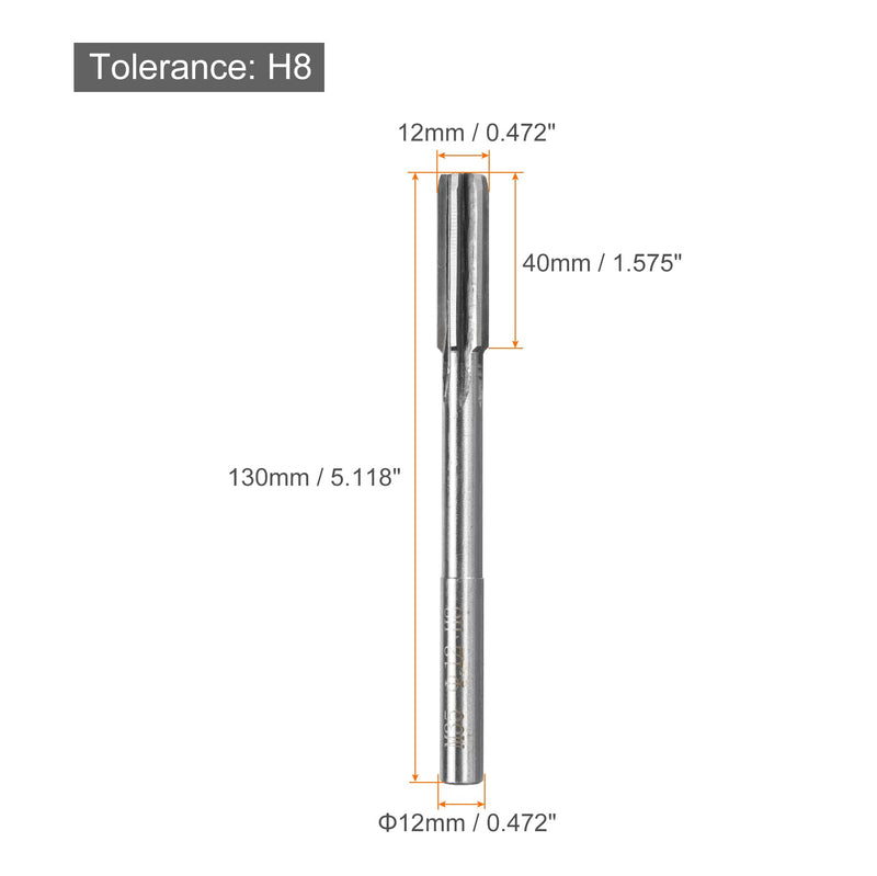 [Australia - AusPower] - uxcell Chucking Reamers, 12mm H8 Metric Machine Reamer Drill Bit for Metal Wood Hole Reaming, Straight Flute M35 High Speed Steel Tool 