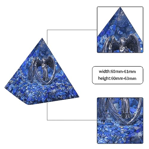 TUMBEELLUWA Guardian Angel Crystal Pyramid for Healing, Lapis Lazuli Blue