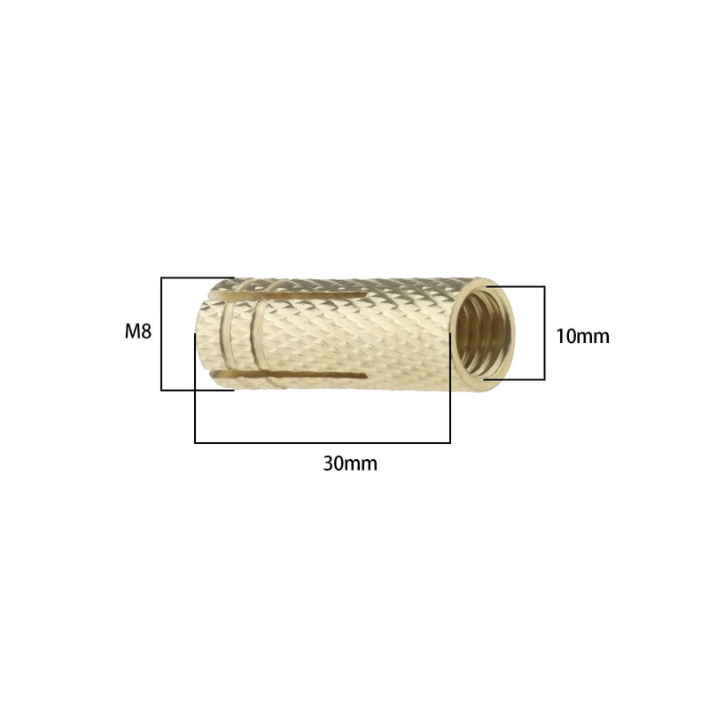 [Australia - AusPower] - Create idea 20PCS M8 Drop in Anchors Brass Wall Anchor Expansion Bolt Sleeve Brass Plug Fastener Hardware for Anchoring into Concrete Solid Bricks 