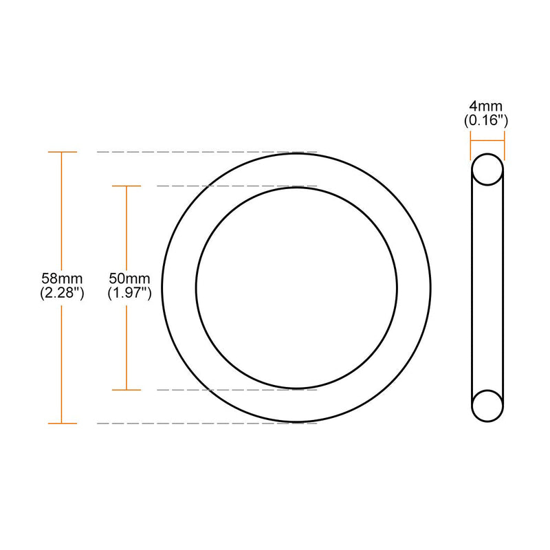 [Australia - AusPower] - uxcell Nitrile Rubber O-Rings 58mm OD 50mm ID 4mm Width, Metric Nitrile Rubber Sealing Gasket for Automotive Machine Plumbing, Pack of 5 50x58x4mm 