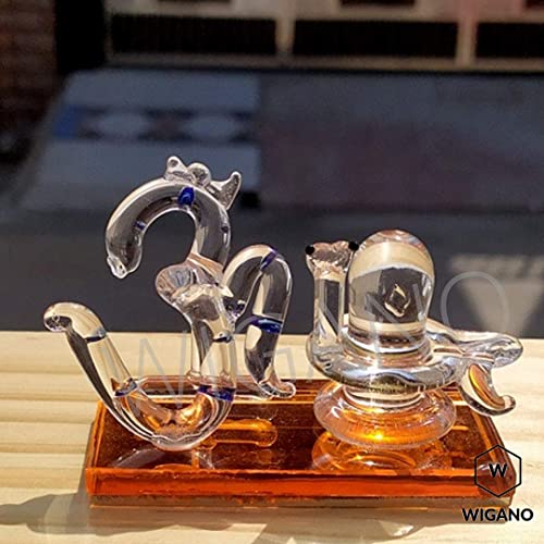 Crystal Glass OM with Shiving Showpiece for Home Decor, Car Dashboard and Gifting Purpose with Sticky Tape(3" x 1.5" Inch, Orange)