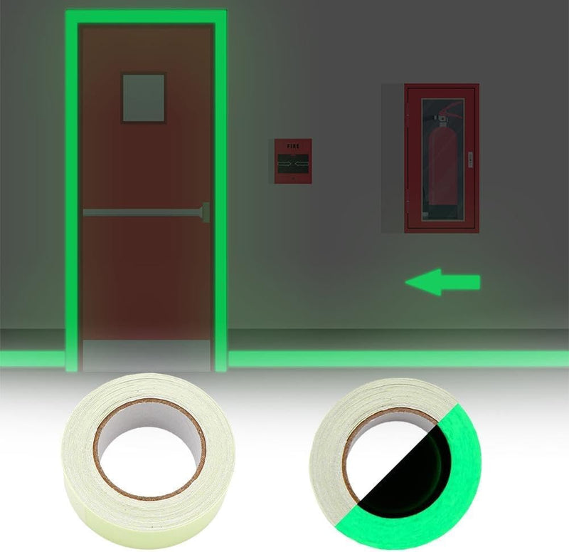 Green Glow in The Dark Tape,10FT x 0.5 Inch Long-Lasting Bright Fluorescent Glow Tape,Luminescent Emergency Tape Safety Egress Markers Stairs,Walls,Steps,Exit Sign,Strong Adhesive(10FT x 0.4 Inch)